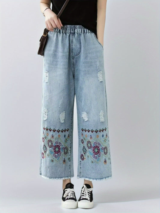 Bohemian Circle Embroidered Jeans