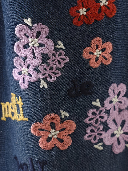 Elegance Flower Embroidery Harem Pants For Women- Practical Pockets, Loose Fit, Baggy Denim, Soft Fabric, Casual Baggy Leg Pants For All Seasons