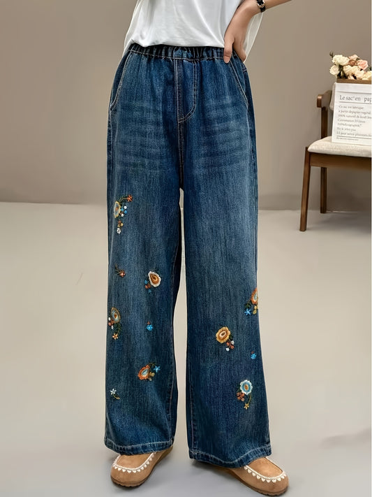 Flowers Embroidered Jeans