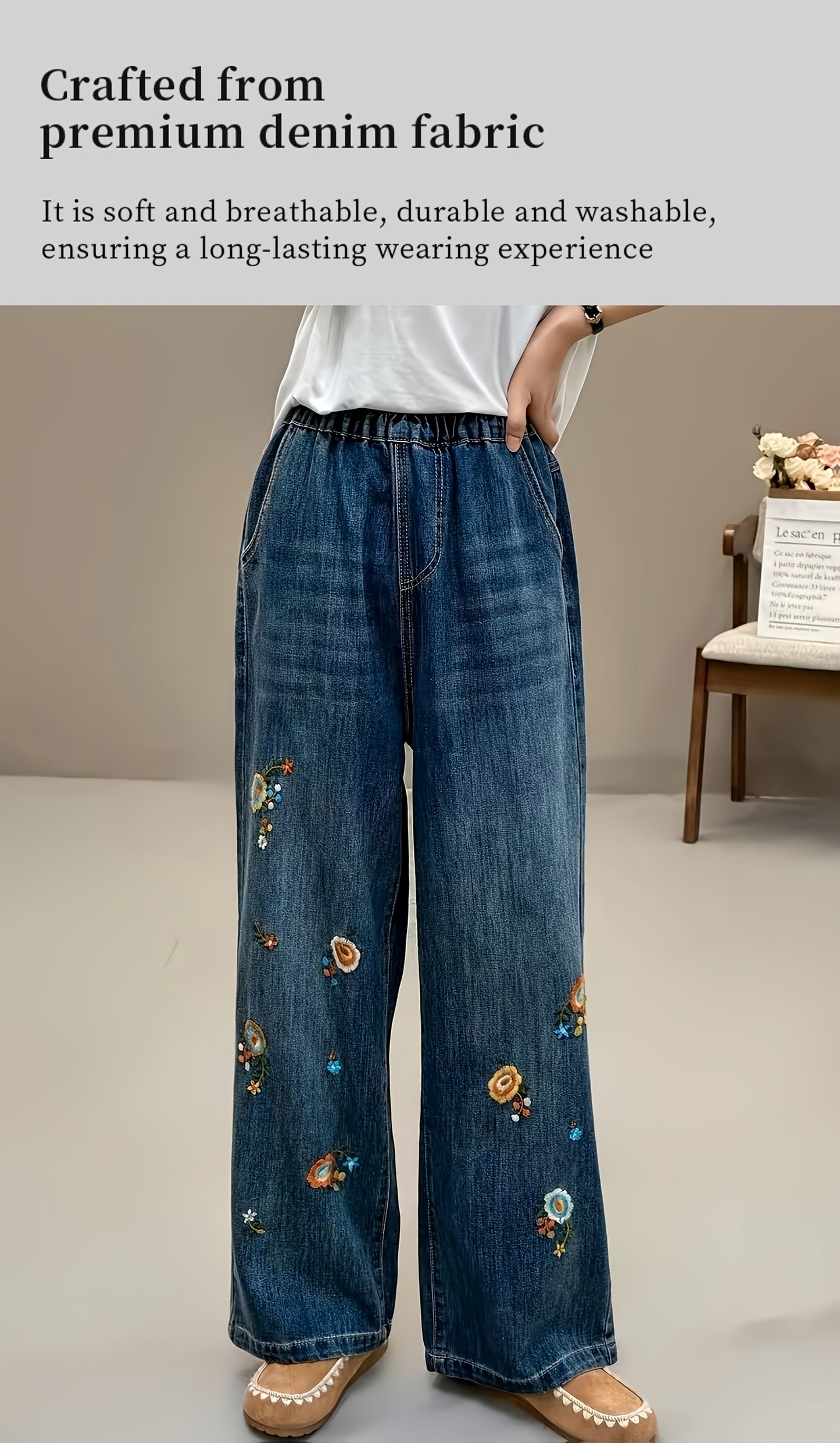 Flowers Embroidered Jeans