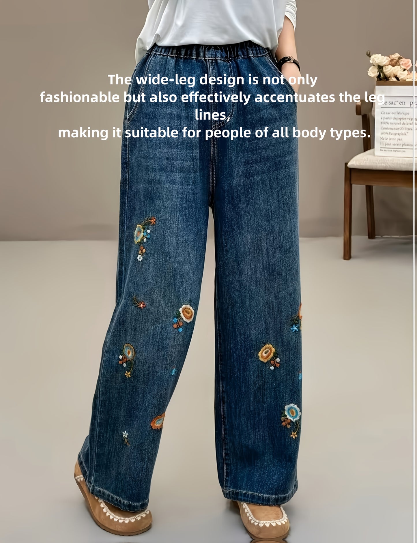 Flowers Embroidered Jeans