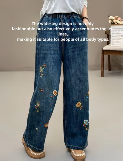 Flowers Embroidered Jeans