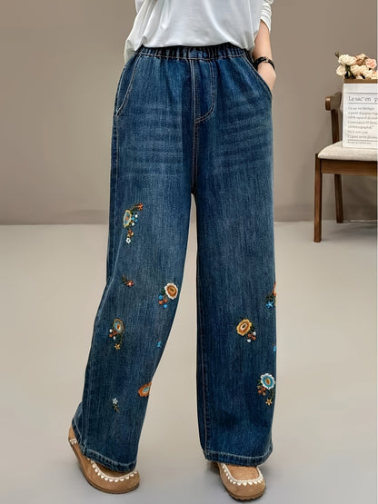 Flowers Embroidered Jeans