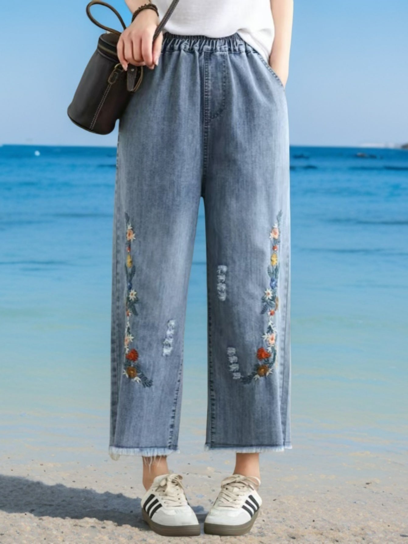 Flower Vine Green Leaf Jeans