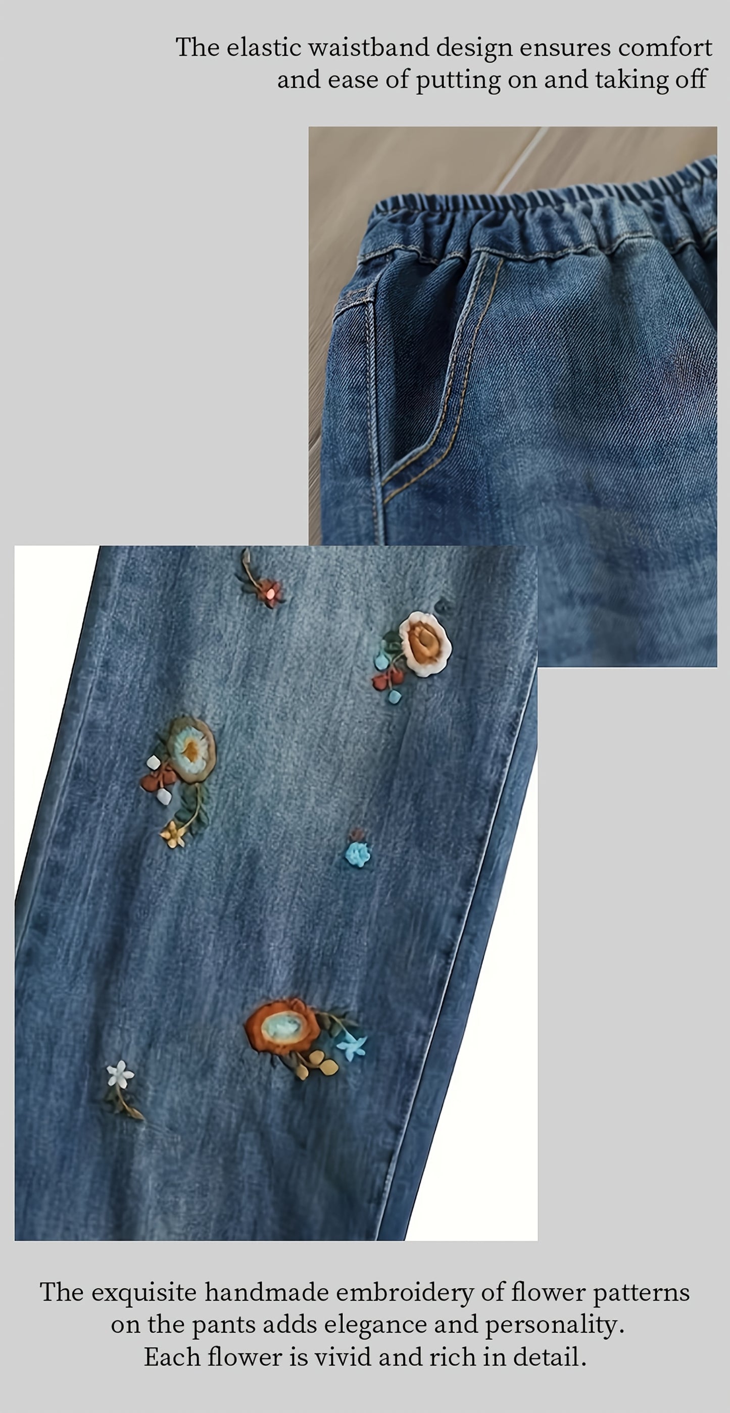 Flowers Embroidered Jeans