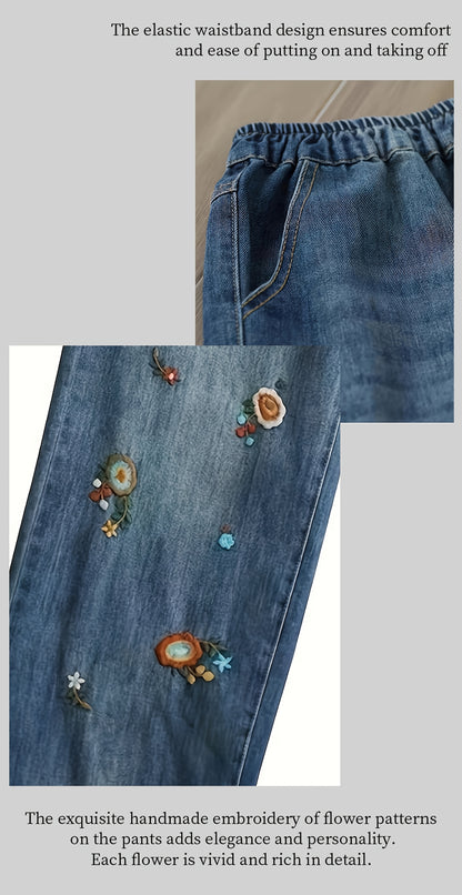 Flowers Embroidered Jeans