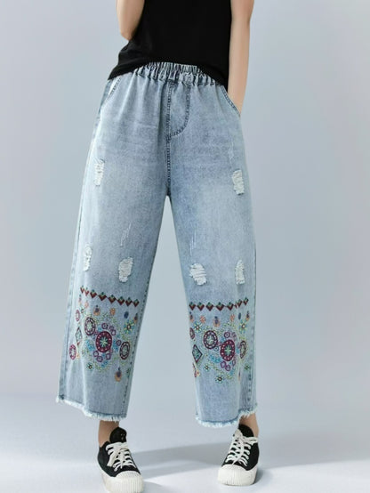 Bohemian Circle Embroidered Jeans