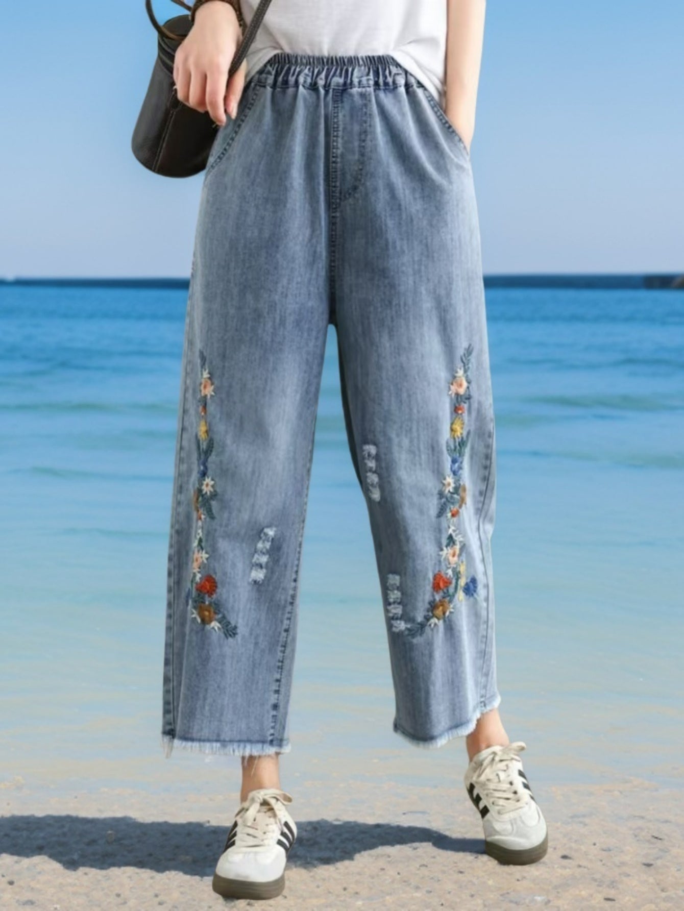 Flower Vine Green Leaf Jeans