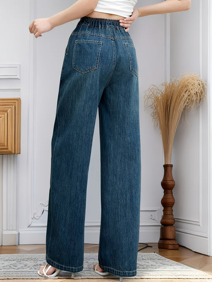 Many Daisy Embroidery Straight Jeans