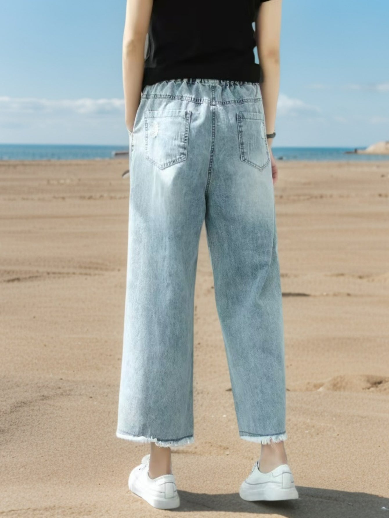 Yellow Diamond Embroidered Jeans