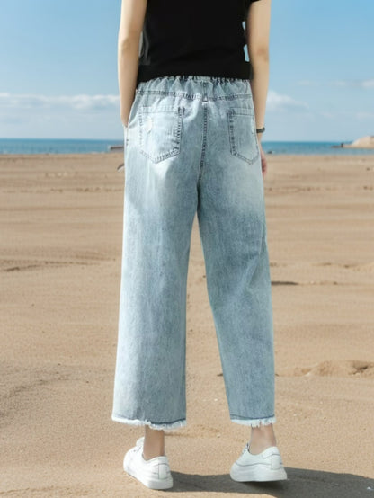 Yellow Diamond Embroidered Jeans