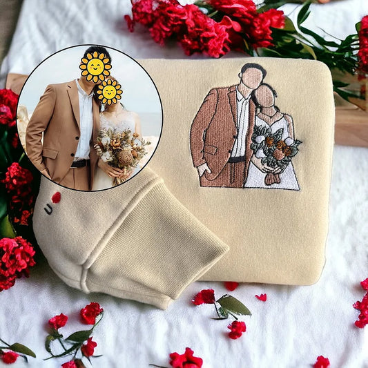 💖For Lover💖Custom Embroidered Sweatshirt Portrait Music Player Couple Family Gift
