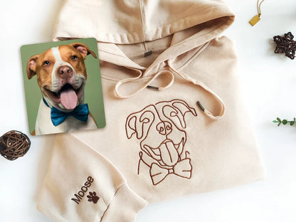 Custom embroidered dog hoodie, personalized single thread pet sweatshirt