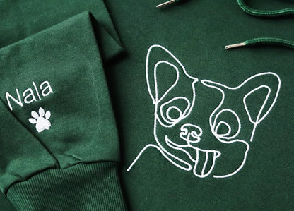 Custom embroidered dog hoodie, personalized single thread pet sweatshirt